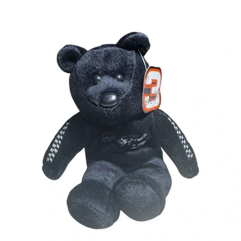 Dale Earnhardt Goldn Bear Black Plush Teddy Bear Small Nascar Racing Collectible